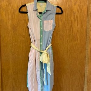 J. Crew Multicolor Striped Collared Shirt Mini Dress